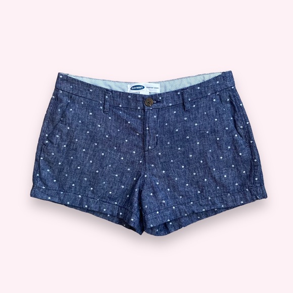 Old Navy Pants - Old Navy Women's chambray linen blend polka dot shorts, Sz 4